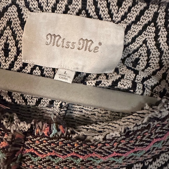 Miss Me Western Boho Fringe Hem Jacket Santa Fe Women's Size Large Diamondback - Picture 3 of 12